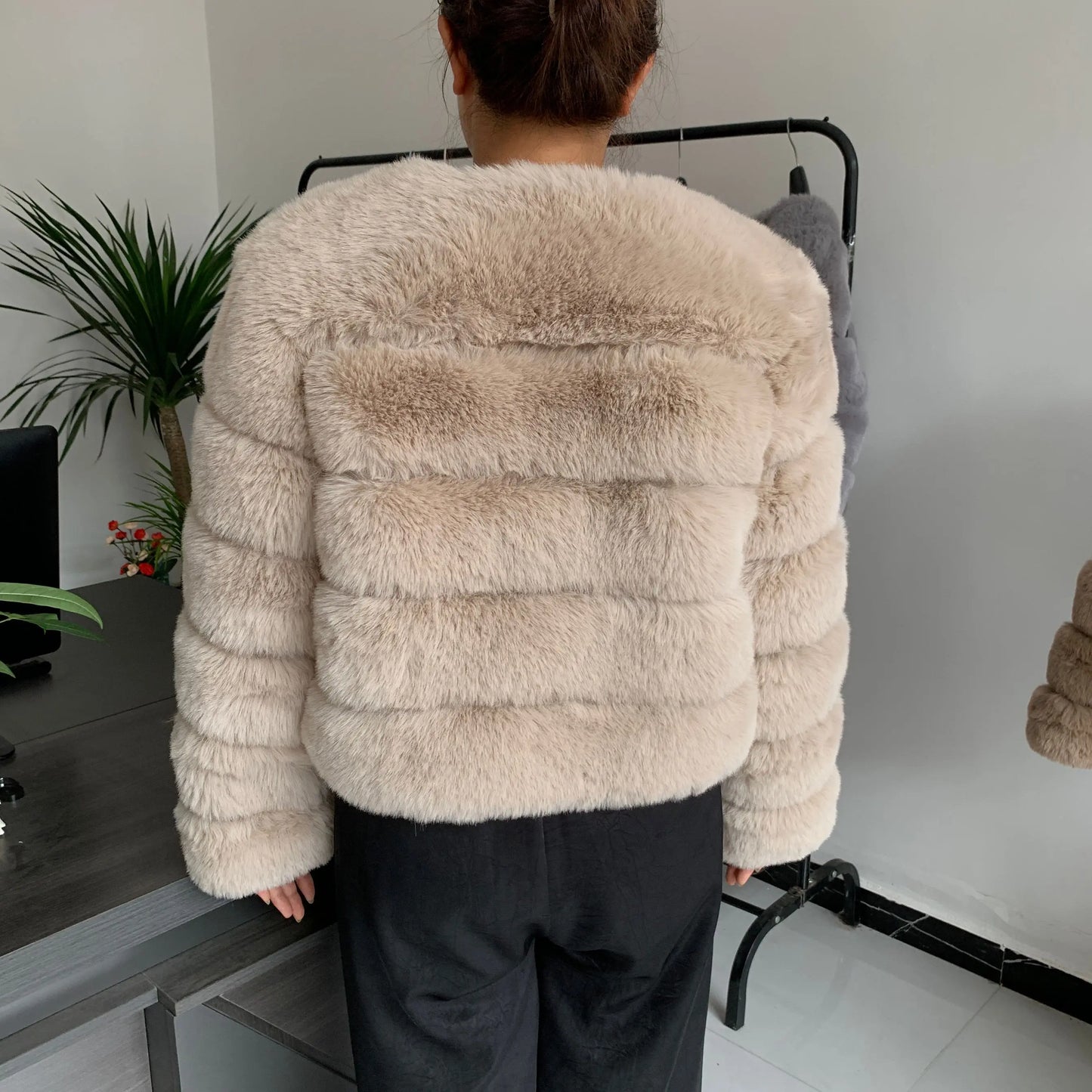 Faux fur fluffy jacket