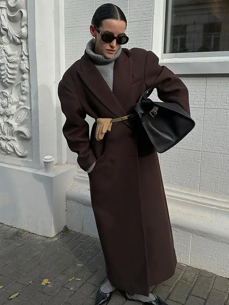 Double-breasted Lapel Oversized Full Sleeve Coat