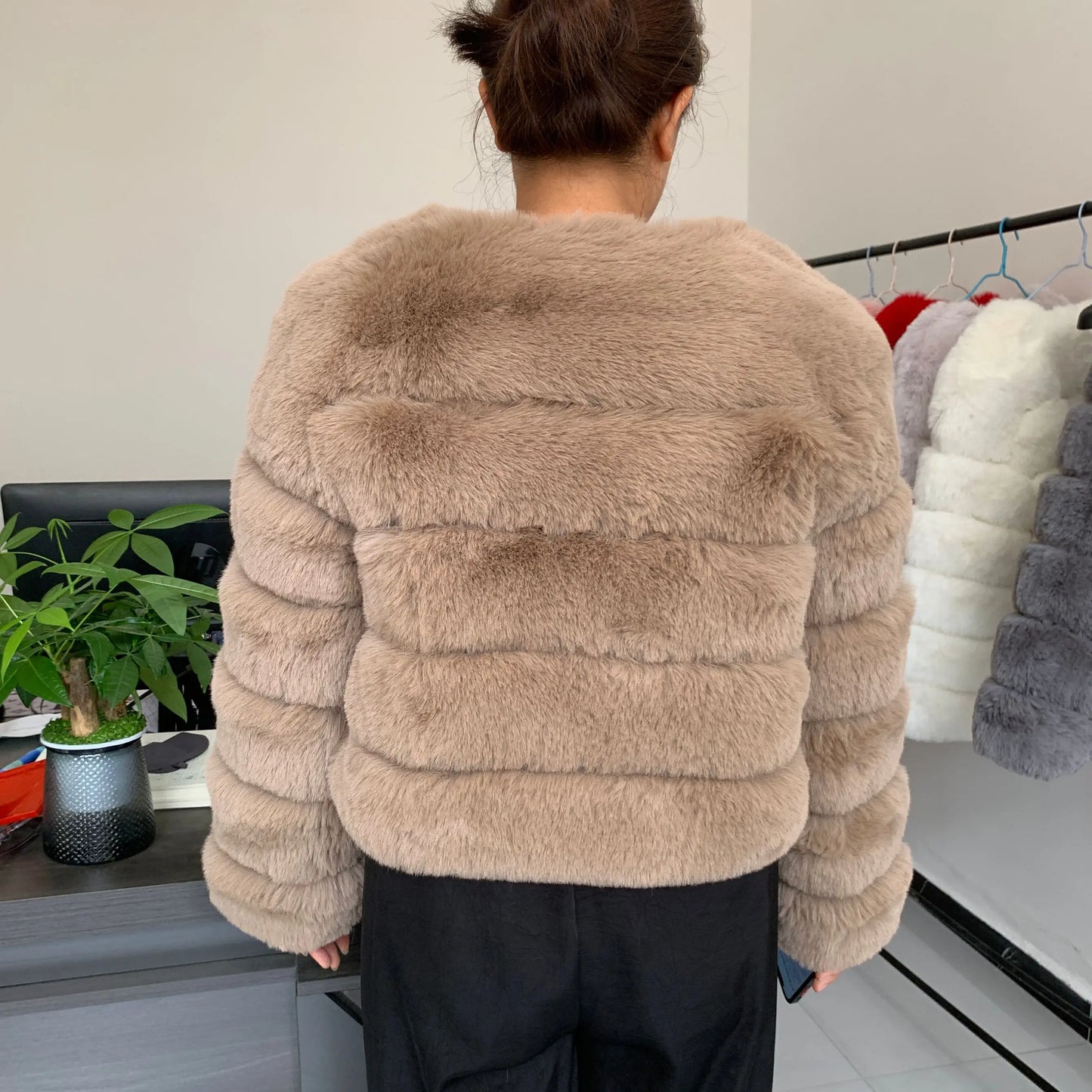 Faux fur fluffy jacket