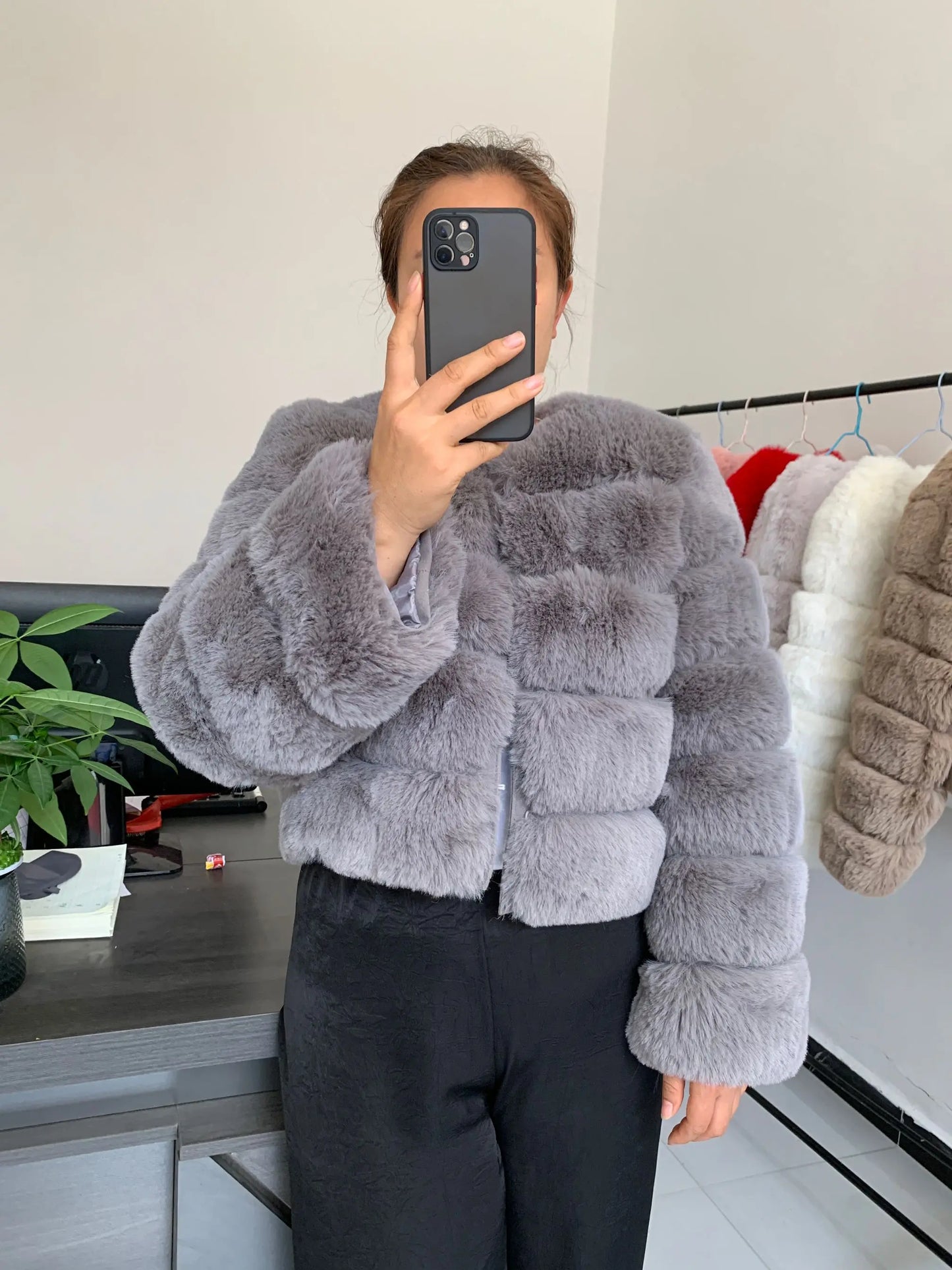 Faux fur fluffy jacket