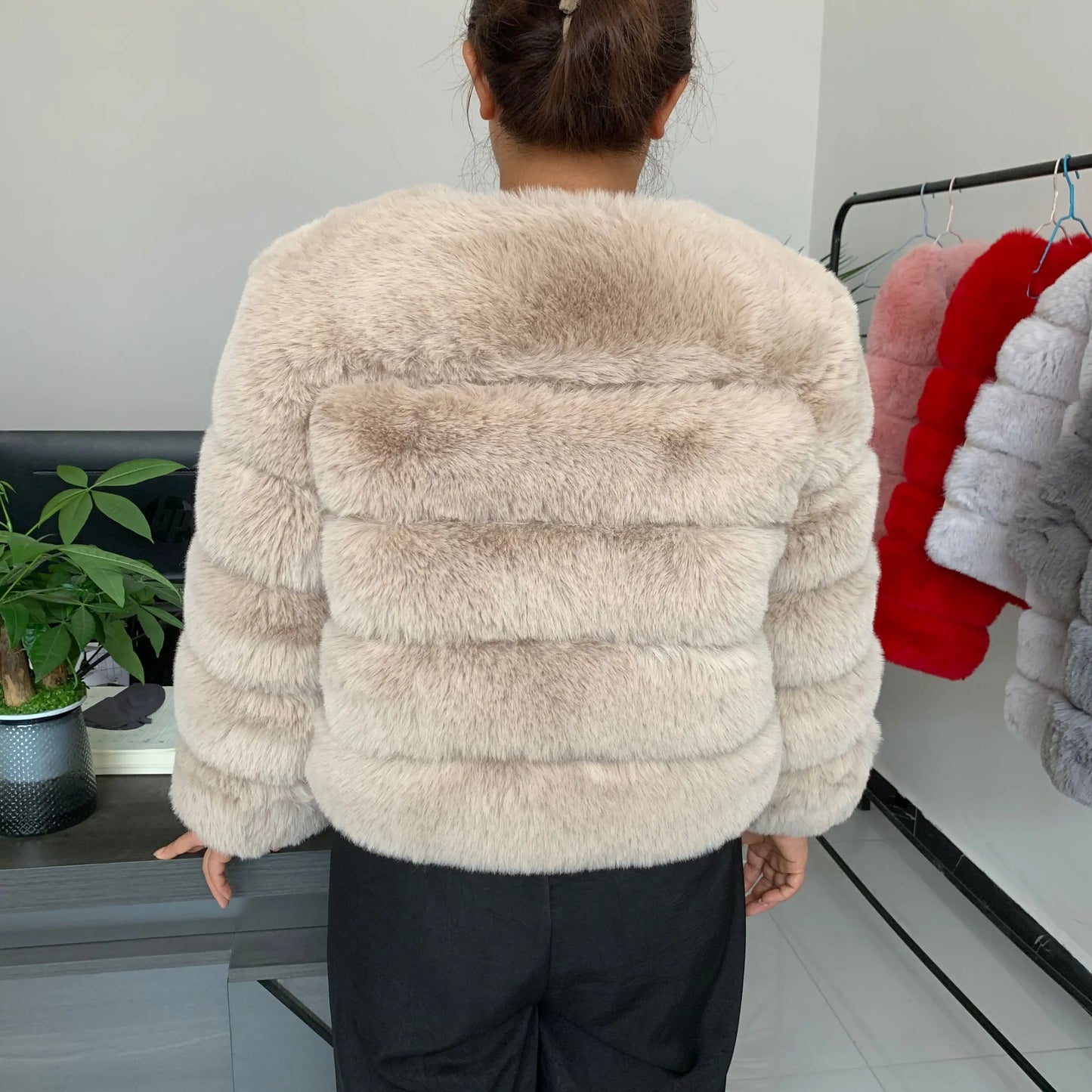 Faux fur fluffy jacket