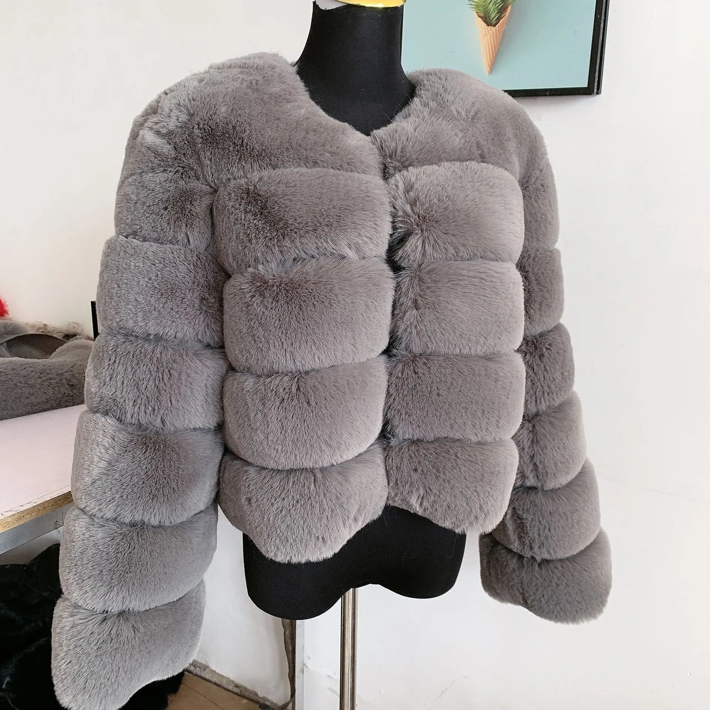 Faux fur fluffy jacket