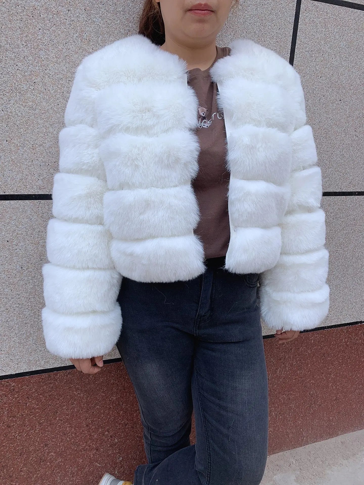 Faux fur fluffy jacket