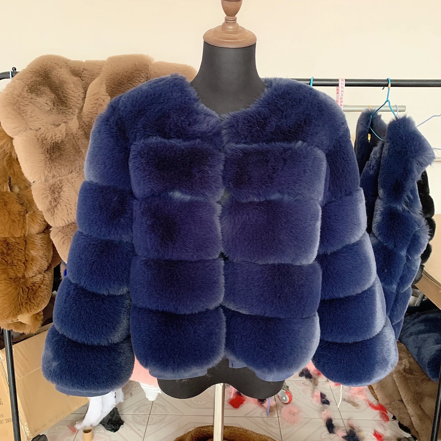 Faux fur fluffy jacket