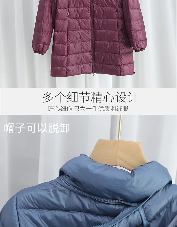 Detachable Hooded  Duck Down Parka Long Puffer Style