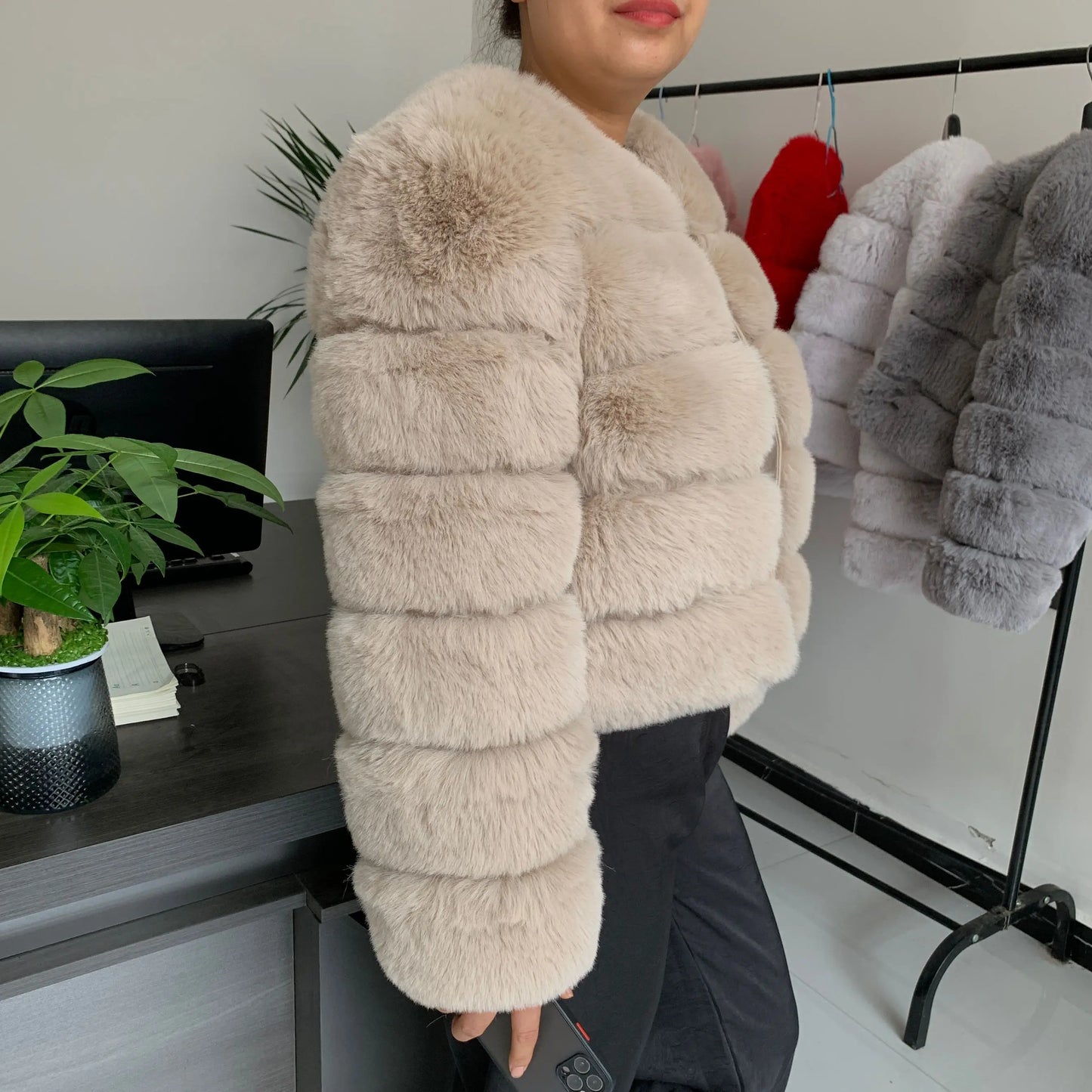 Faux fur fluffy jacket