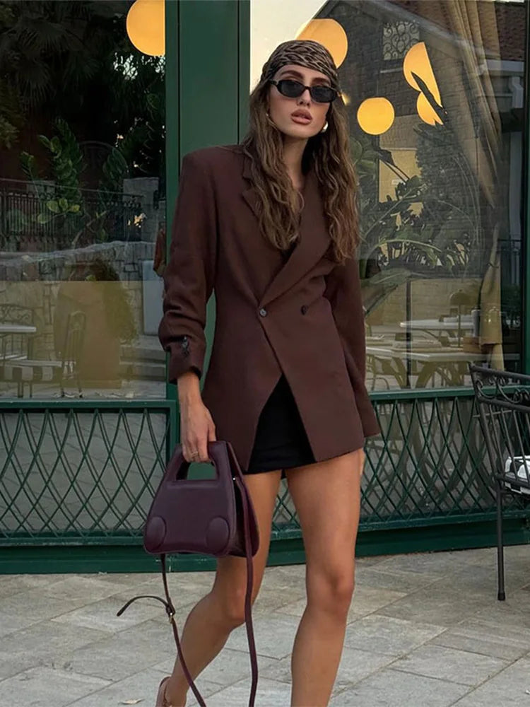 Double-breasted Lapel Oversized Full Sleeve Coat