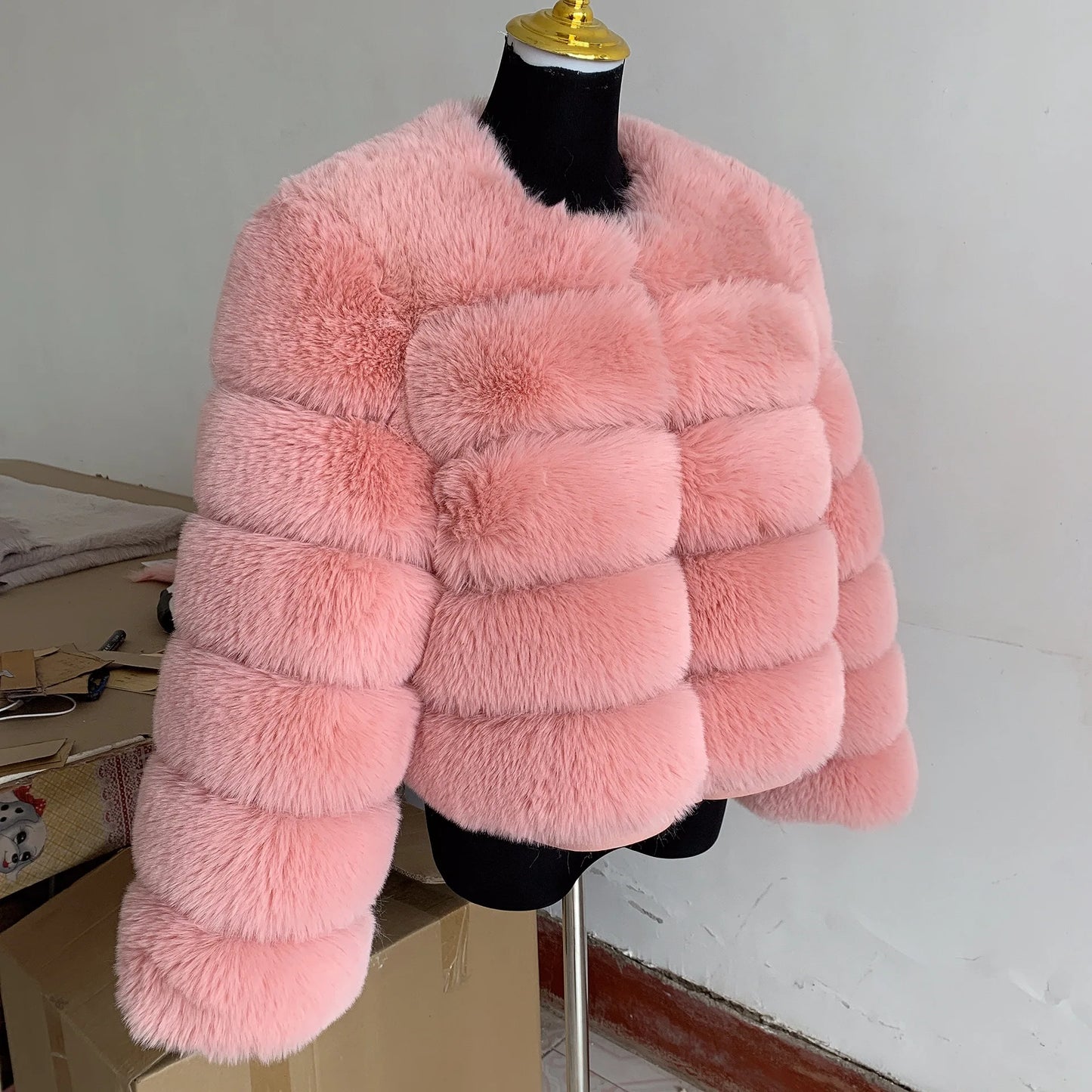 Faux fur fluffy jacket