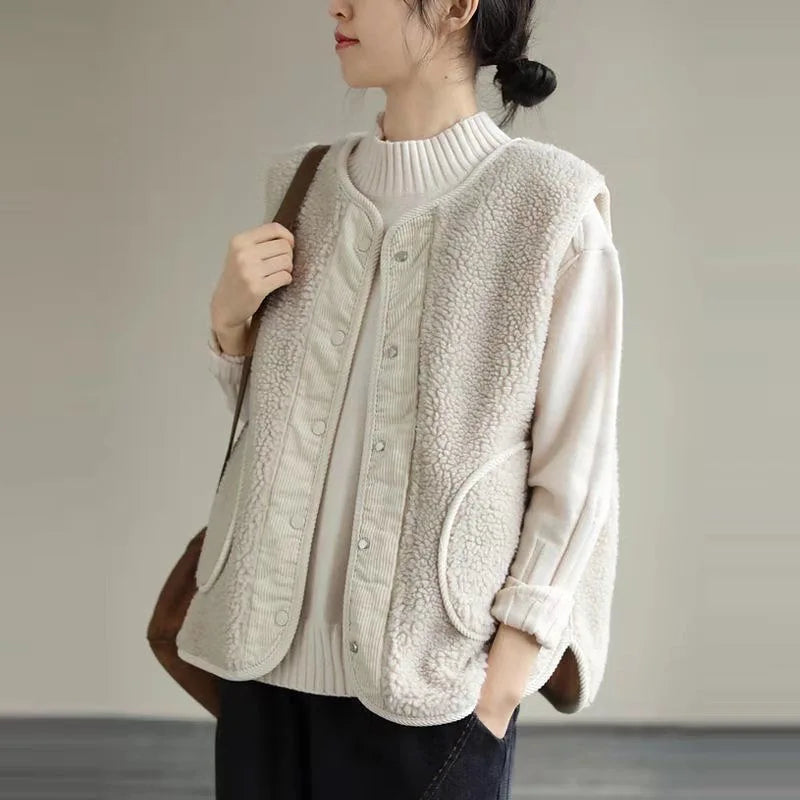 Double-Sided Lamb Wool Sleeveless Vest/Jacket