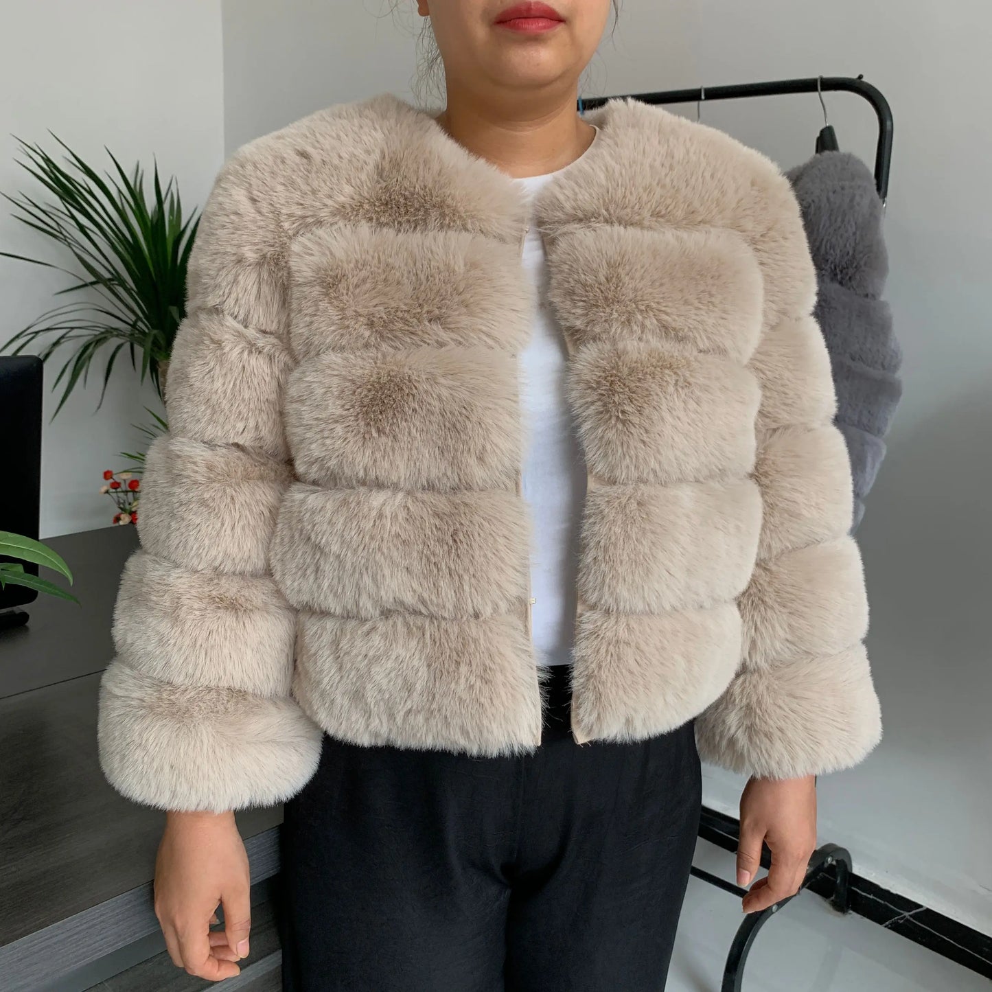 Faux fur fluffy jacket