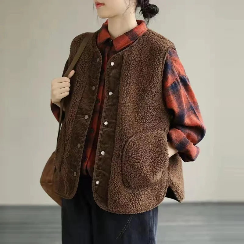 Double-Sided Lamb Wool Sleeveless Vest/Jacket