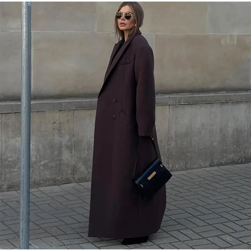 Double-breasted Lapel Oversized Full Sleeve Coat