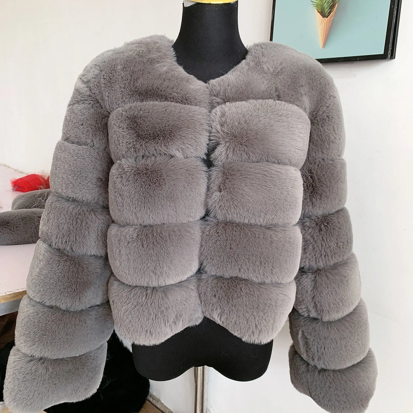 Faux fur fluffy jacket