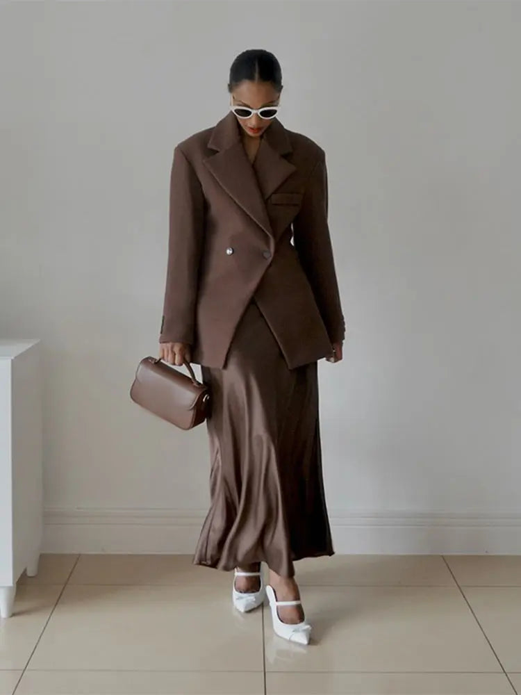 Double-breasted Lapel Oversized Full Sleeve Coat