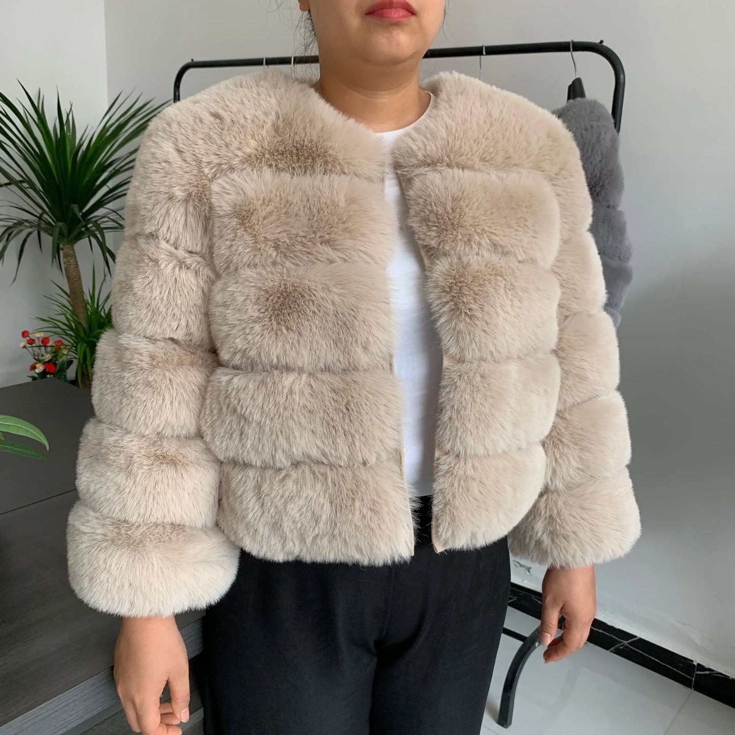 Faux fur fluffy jacket