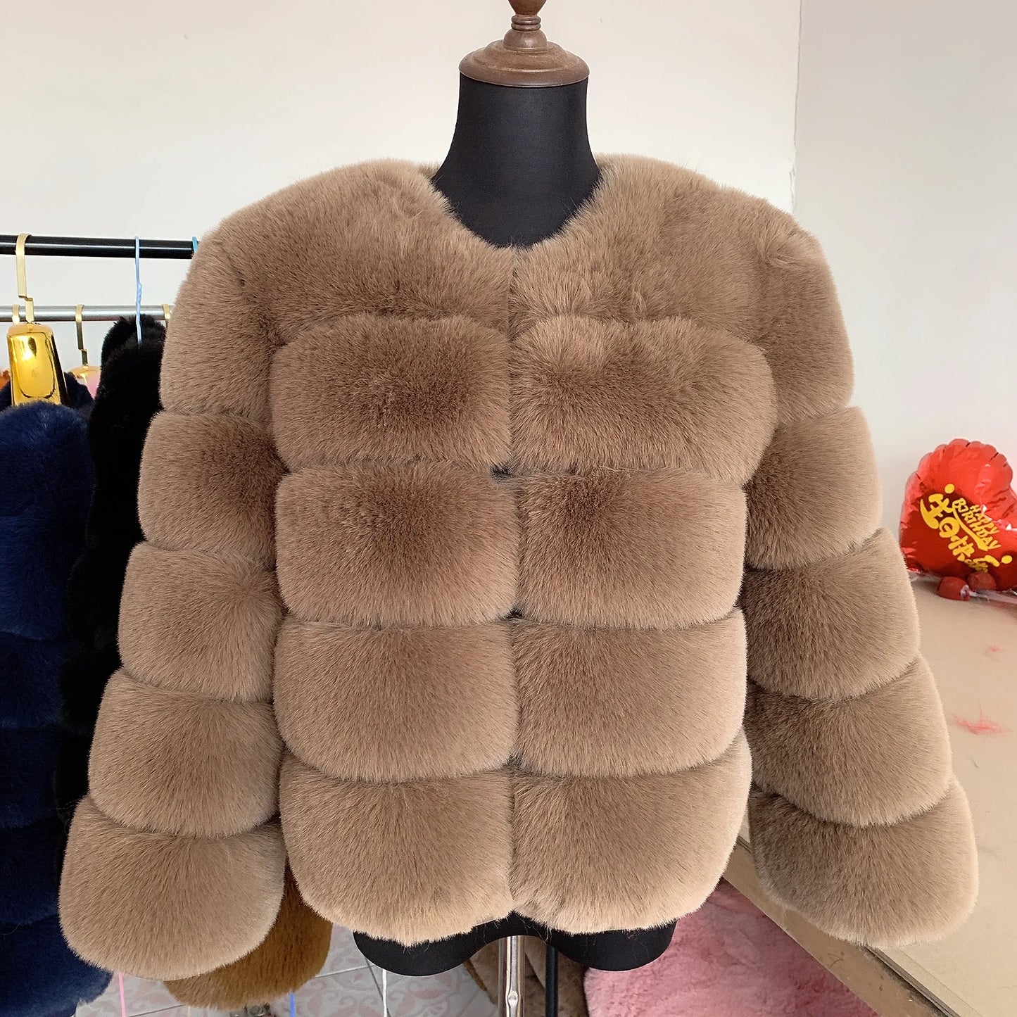 Faux fur fluffy jacket