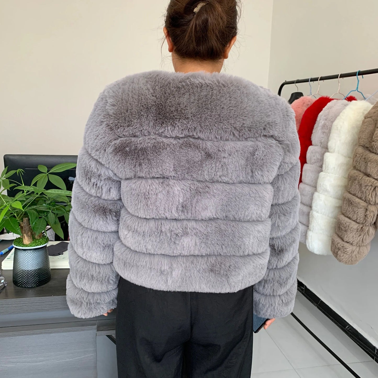 Faux fur fluffy jacket