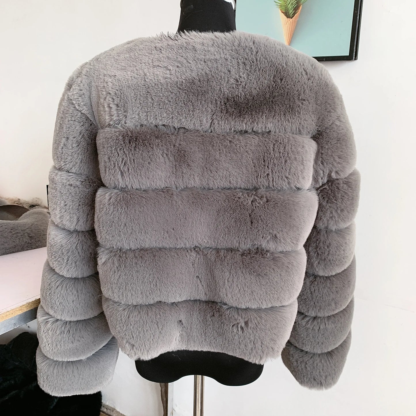 Faux fur fluffy jacket