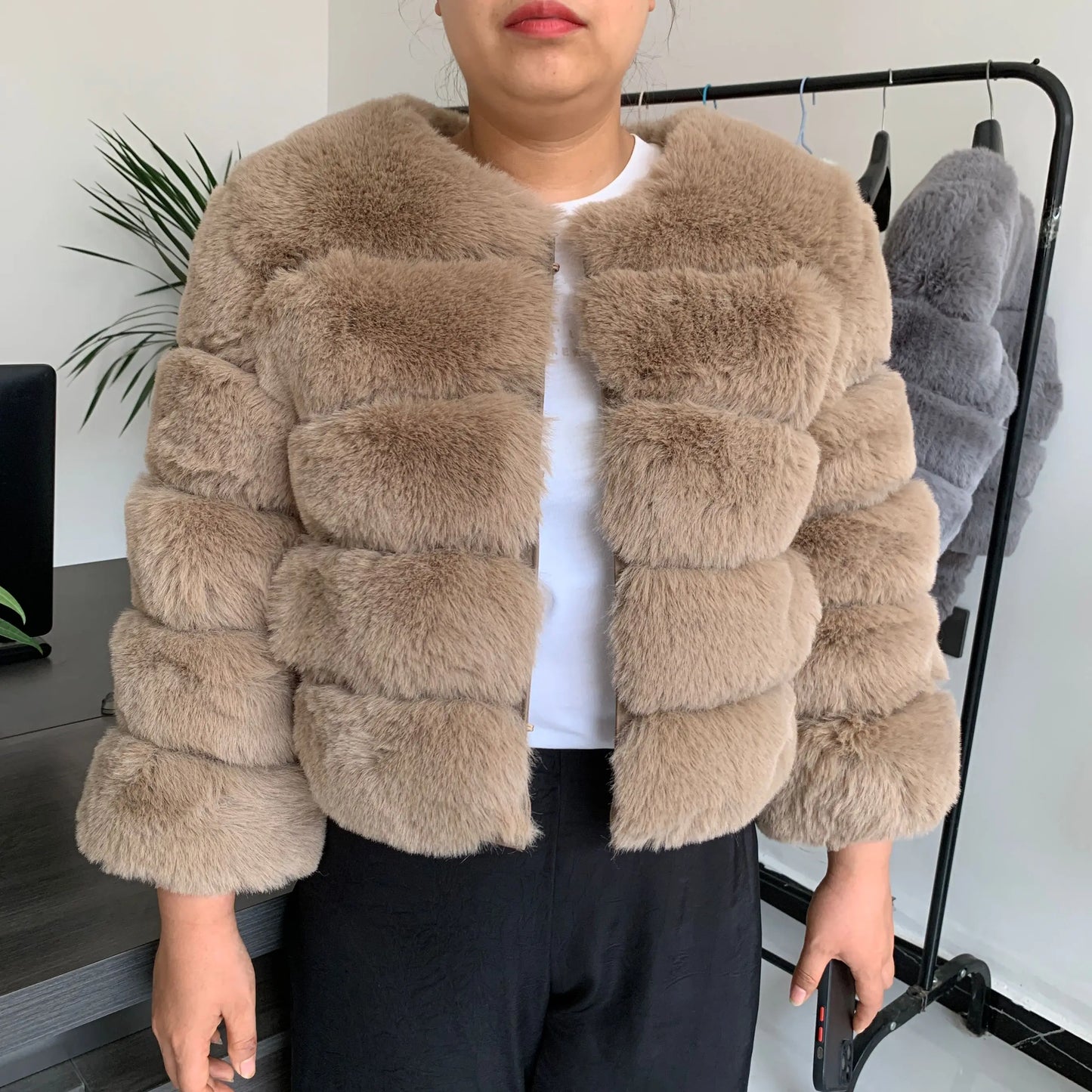 Faux fur fluffy jacket